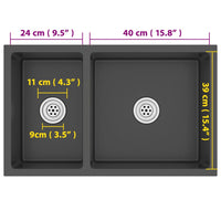 Lavello da Cucina Nero in Acciaio Inossidabile 51562