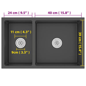 Lavello da Cucina Nero in Acciaio Inossidabile 51562