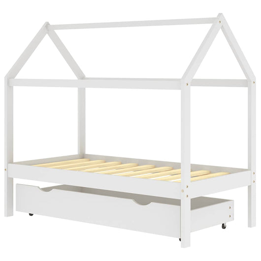 Giroletto per Bambini con Cassetto-Struttura Letto Bambini con contenitore Bianco Legno Pino 80x160 cm 575293