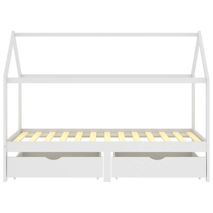 Giroletto Bambini con Cassetti-Struttura Letto Bambini Bianco Pino Massello 90x200 cm