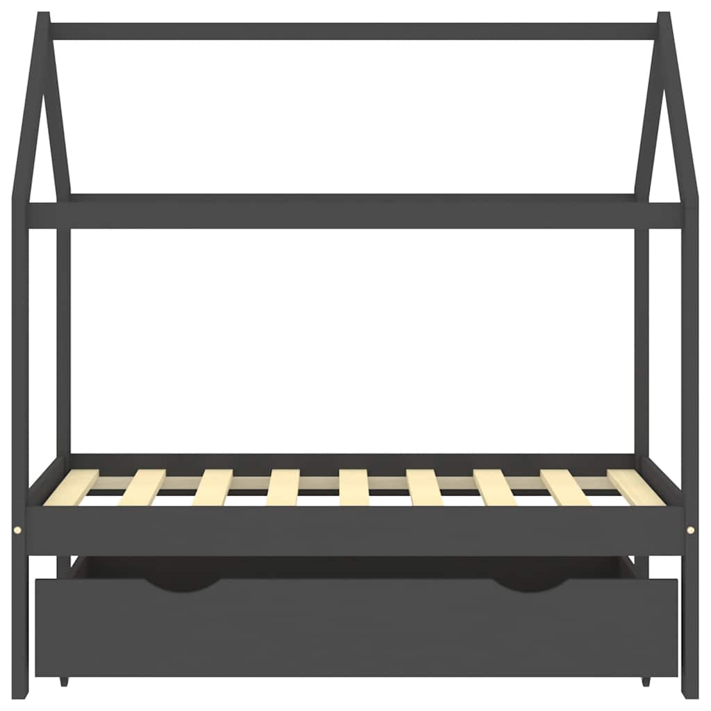 Giroletto Bambini Cassetto Grigio Scuro Pino Massello 70x140 cm 322142