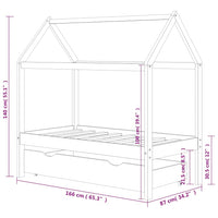 Giroletto Bambini Cassetto Grigio Scuro Pino Massello 80x160cm cod mxl 65821