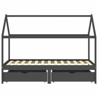 Giroletto Bambini Cassetti-Struttura Letto Bambini Grigio Scuro Pino Massello 90x200 cm 599353