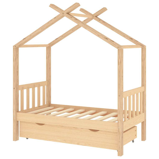 Giroletto per Bambini con Cassetto-Struttura Letto Bambini con contenitore Legno Massello Pino 70x140cm
