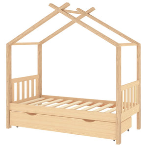 Giroletto per Bambini con Cassetto-Struttura Letto Bambini con contenitore Legno Massello Pino 80x160cm 193738