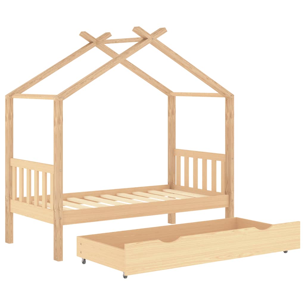 Giroletto per Bambini con Cassetto-Struttura Letto Bambini con contenitore Legno Massello Pino 80x160cm 193738