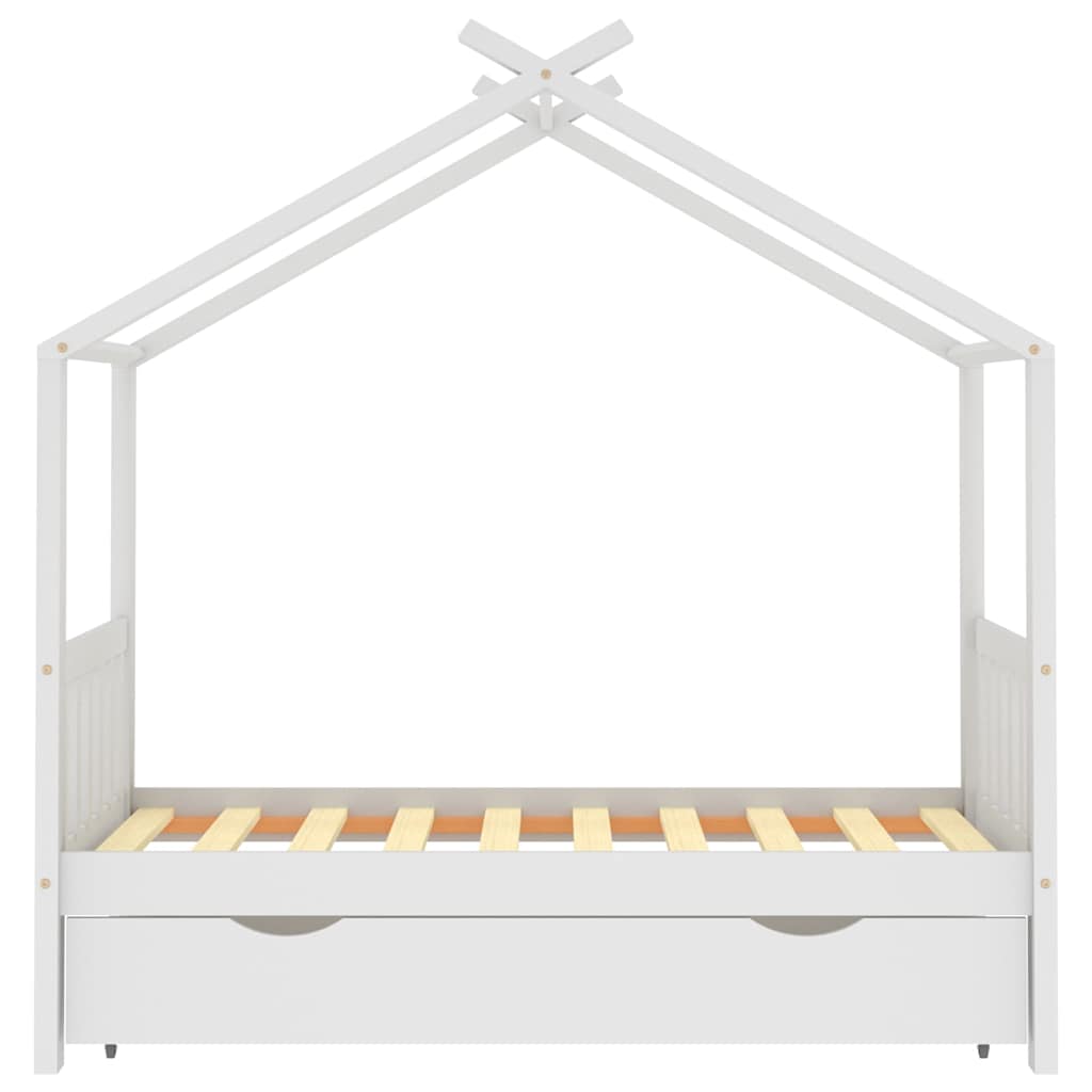 Giroletto per Bambini con Cassetto-Struttura Letto Bambini con contenitore Bianco Legno Pino 80x160 cm 936321