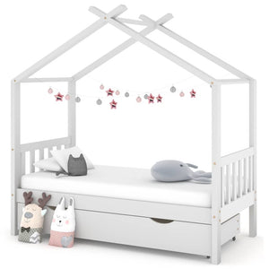 Giroletto per Bambini con Cassetto-Struttura Letto Bambini con contenitore Bianco Legno Pino 80x160 cm 936321