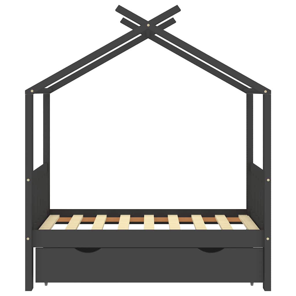 Giroletto Bambini Cassetto Grigio Scuro Pino Massello 70x140 cm cod mxl 55818