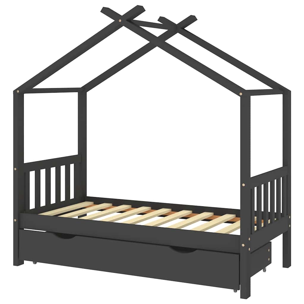Giroletto per Bambini con Cassetto-Struttura Letto Bambini con contenitore in Legno di Pino 80x160cm