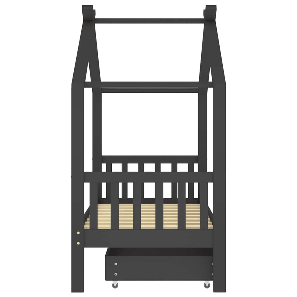 Giroletto Bambini Cassetto Grigio Scuro Pino Massello 80x160cm cod mxl 55819