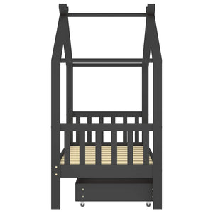 Giroletto Bambini Cassetto Grigio Scuro Pino Massello 80x160cm cod mxl 55819