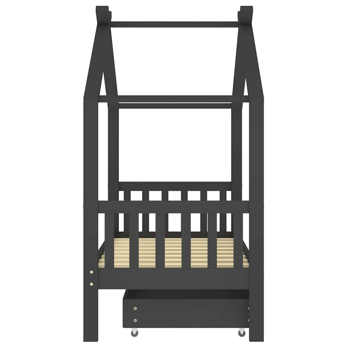 Giroletto Bambini Cassetto Grigio Scuro Pino Massello 80x160cm cod mxl 55819