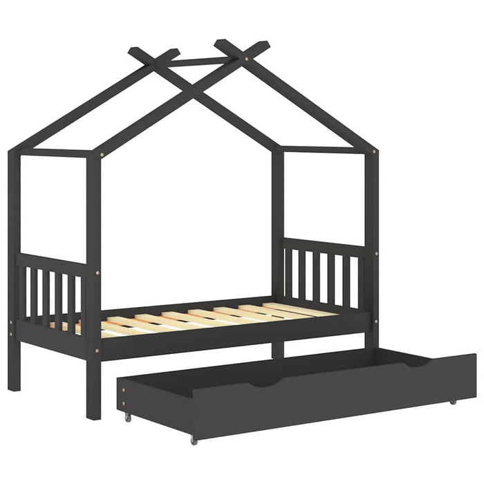 Giroletto per Bambini con Cassetto-Struttura Letto Bambini con contenitore in Legno di Pino 80x160cm