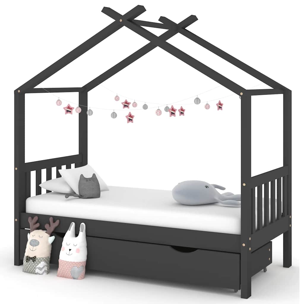 Giroletto per Bambini con Cassetto-Struttura Letto Bambini con contenitore in Legno di Pino 80x160cm