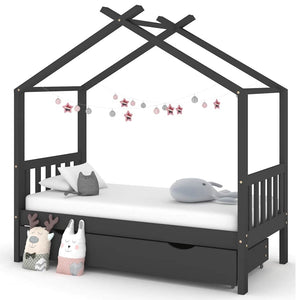 Giroletto per Bambini con Cassetto-Struttura Letto Bambini con contenitore in Legno di Pino 80x160cm