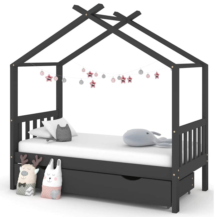 Giroletto per Bambini con Cassetto-Struttura Letto Bambini con contenitore in Legno di Pino 80x160cm