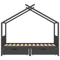 Giroletto Bambini Cassetti Grigio Scuro Pino Massello 90x200 cm