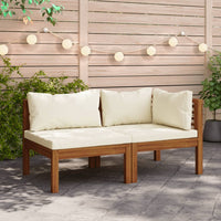 Set Divani da Giardino 2 pz con Cuscini Bianco Crema in Acacia 316283