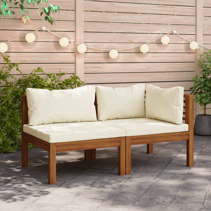Set Divani da Giardino 2 pz con Cuscini Bianco Crema in Acacia 316283