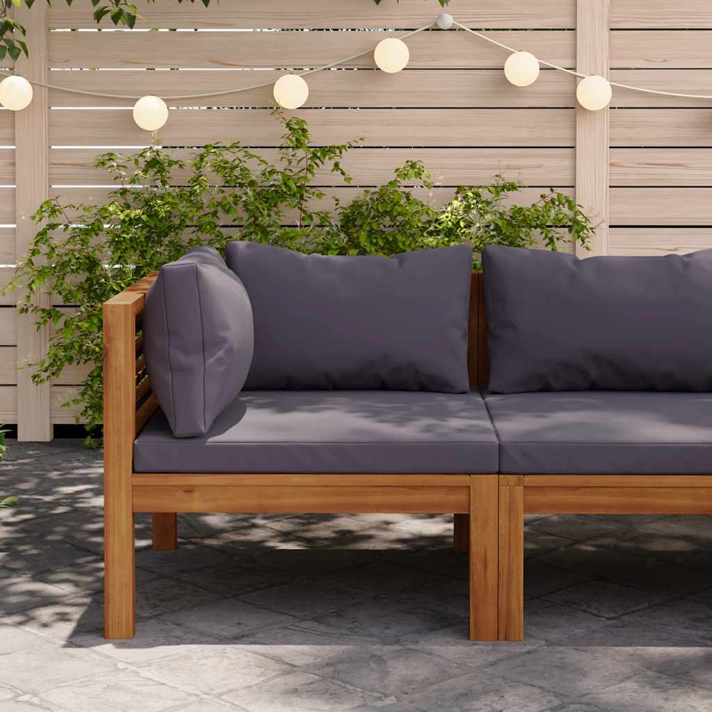 Divano Angolare Modulare Cuscini-Sofa-Divanetto Grigio Scuro Massello Acacia 655555