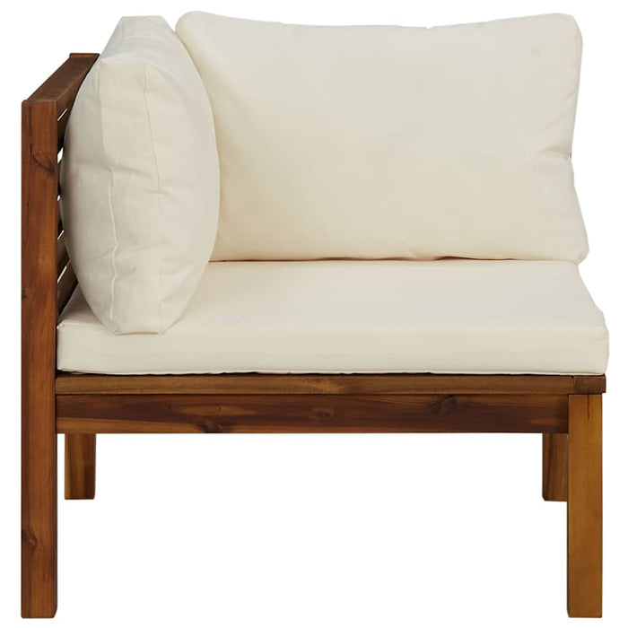 Divano Angolare Modulare Cuscini-Sofa-Divanetto Bianco Crema in Legno d'Acacia
