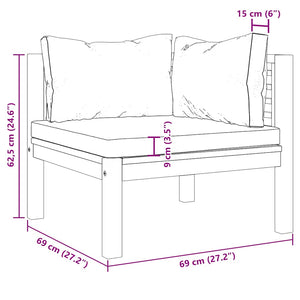 Divano Angolare Modulare Cuscini-Sofa-Divanetto Bianco Crema in Legno d'Acacia