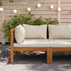 Divano Angolare Modulare Cuscini-Sofa-Divanetto Bianco Crema in Legno d'Acacia