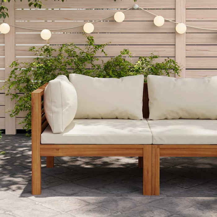 Divano Angolare Modulare Cuscini-Sofa-Divanetto Bianco Crema in Legno d'Acacia