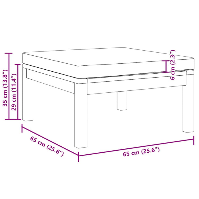 Poggiapiedi con Cuscino Bianco Crema in Massello d'Acacia 316291