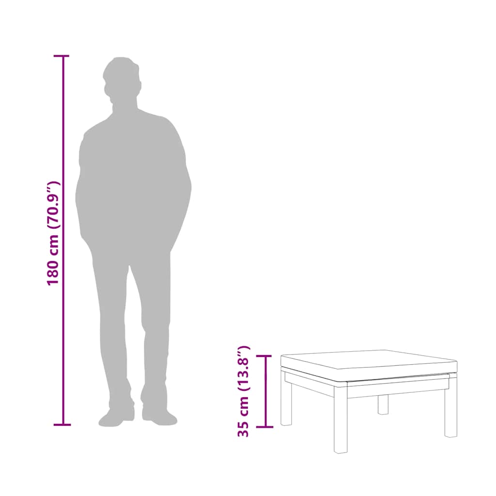 Poggiapiedi con Cuscino Bianco Crema in Massello d'Acacia 316291