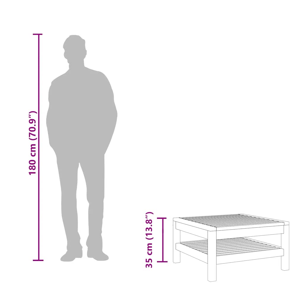 Tavolino da Caffè 65x65x35 cm in Legno Massello di Acacia 316292