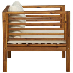 Sedia da Giardino con Cuscino Crema in Legno Massello di Acacia cod mxl 73988