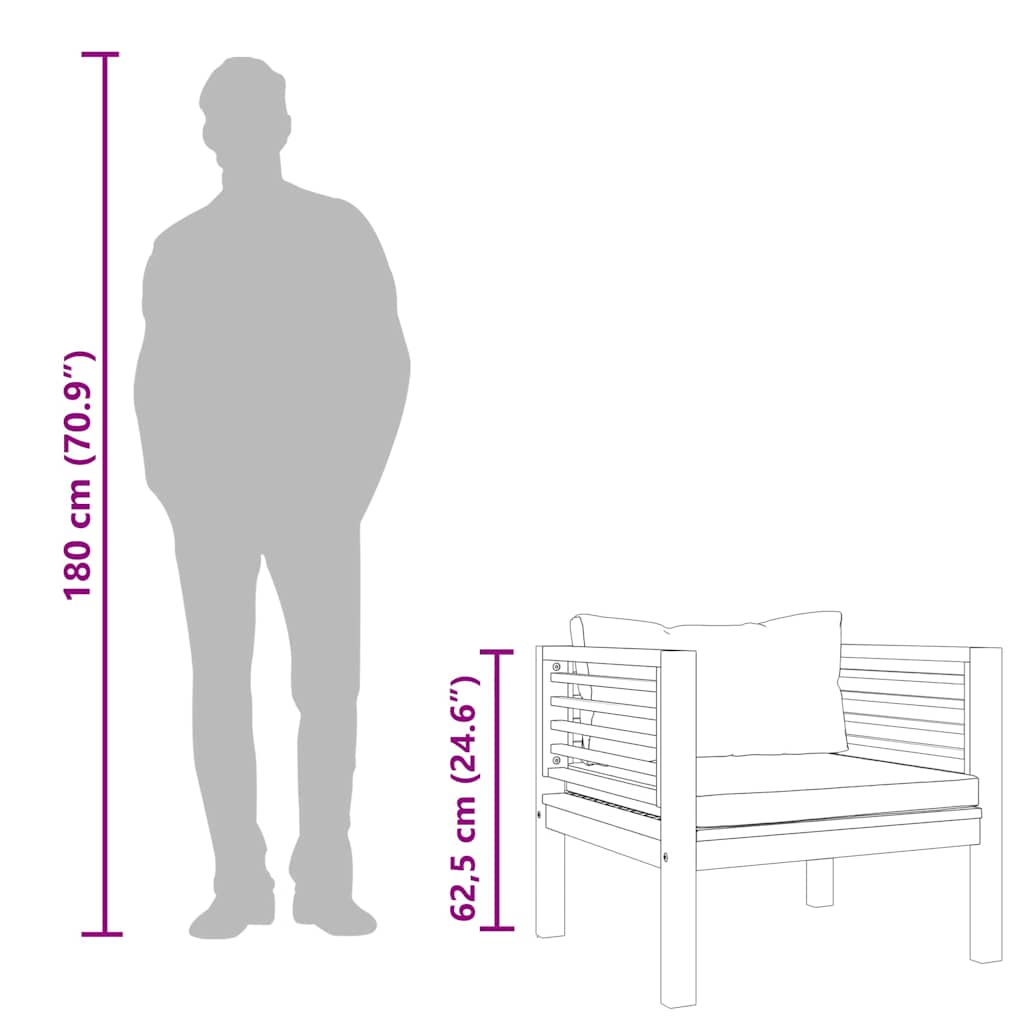 Sedia da Giardino con Cuscino Crema in Legno Massello di Acacia 316294