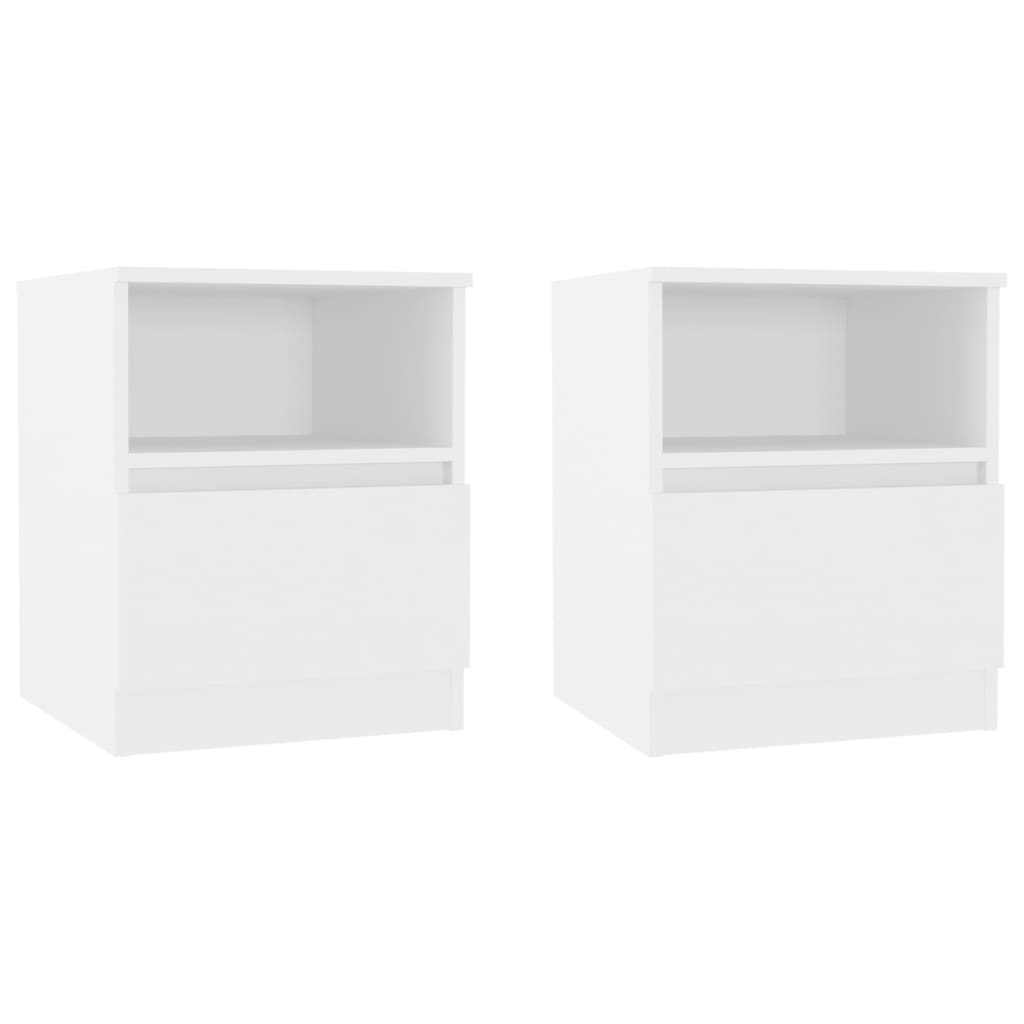 Comodini 2 pz-Set di 2 Tavolino da notte Bianchi 40x40x50 cm in Legno Multistrato 158711