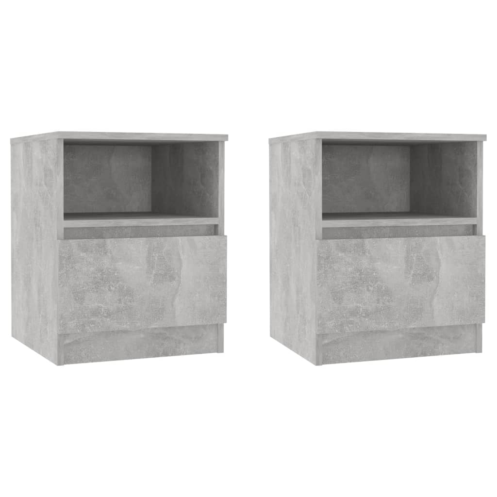 Comodini 2 pz-Set di 2 Tavolino da notte Grigio Cemento 40x40x50 cm in Legno Multistrato