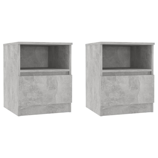 Comodini 2 pz-Set di 2 Tavolino da notte Grigio Cemento 40x40x50 cm in Legno Multistrato