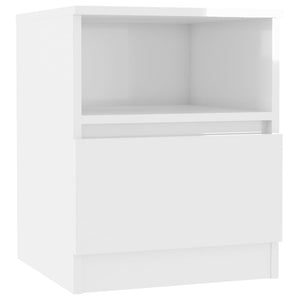 Comodino Bianco Lucido 40x40x50 cm in Legno Multistrato 806169