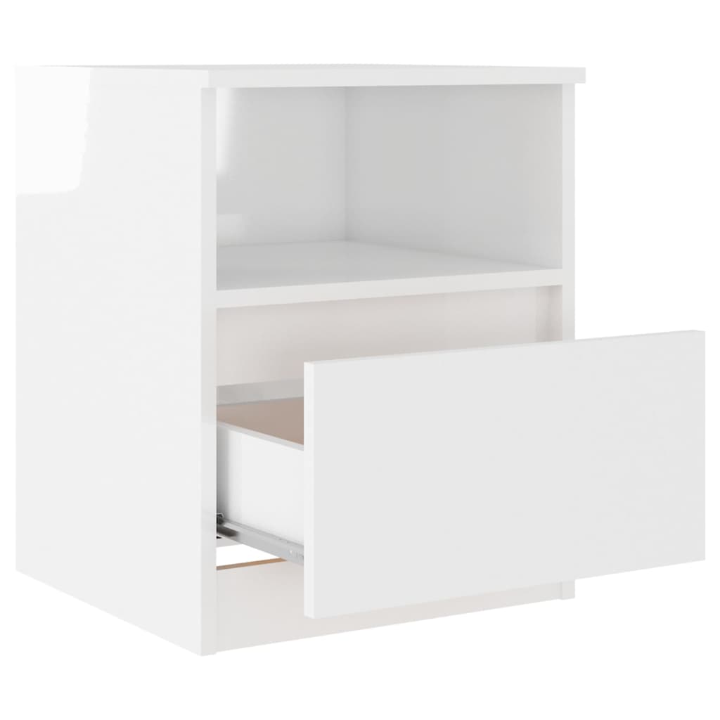 Comodino Bianco Lucido 40x40x50 cm in Legno Multistrato 806169