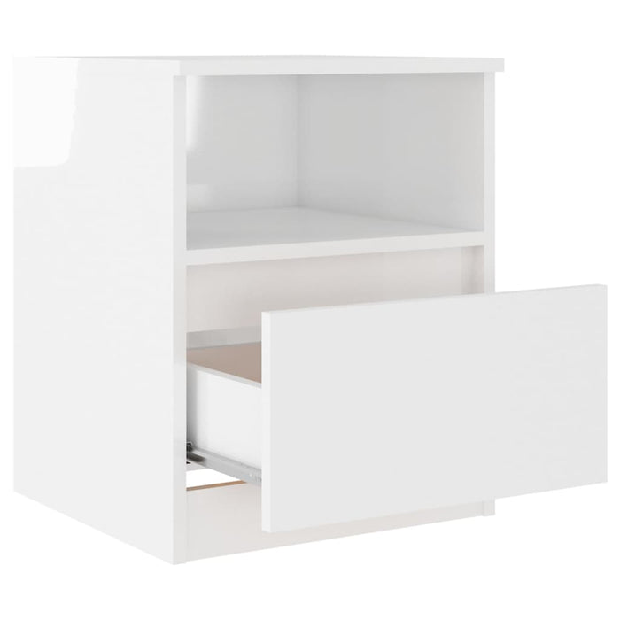 Comodino Bianco Lucido 40x40x50 cm in Legno Multistrato 806169