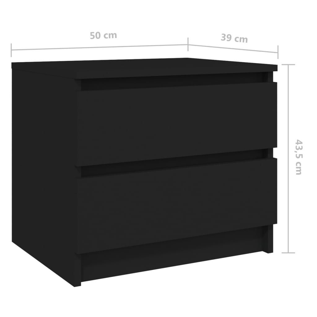 Comodino Nero 50x39x43,5 cm in Legno Multistrato 806195