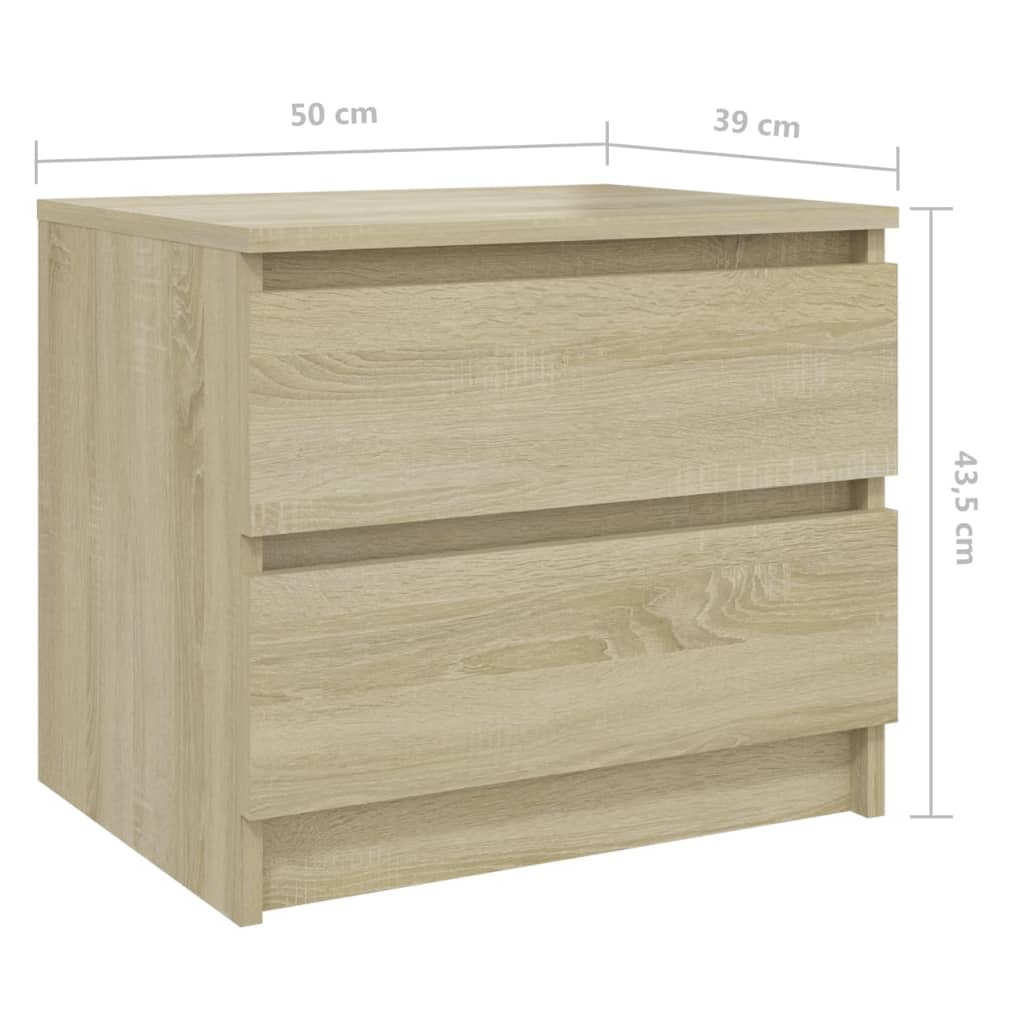 Comodini 2pz Rovere Sonoma 50x39x43,5 cm in Legno Multistrato 806200