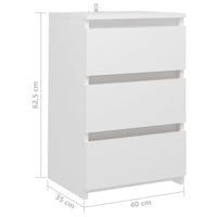 Comodino Bianco 40x35x62,5 cm in Legno Multistrato 806211