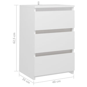 Comodino Bianco 40x35x62,5 cm in Legno Multistrato 806211