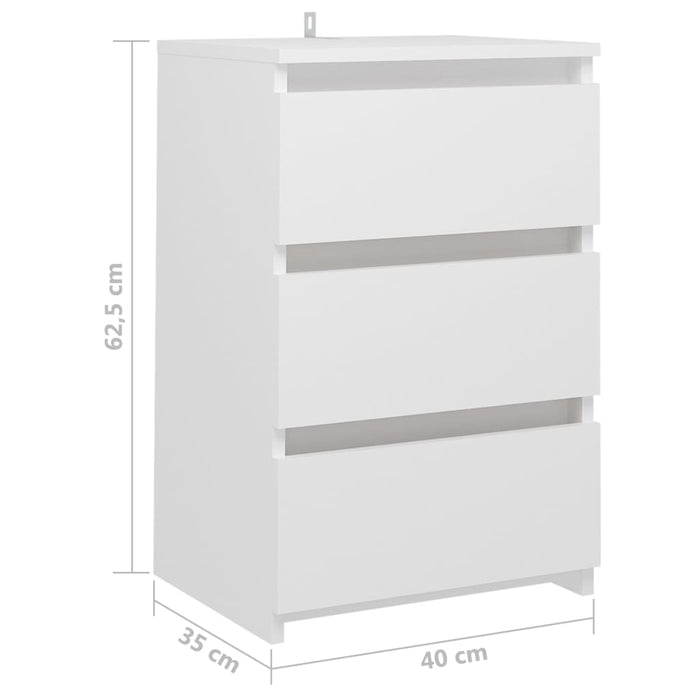 Comodino Bianco 40x35x62,5 cm in Legno Multistrato 806211
