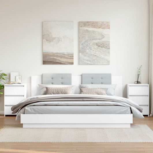 Comodini 2 pz Bianco Lucido 40x35x62,5 cm in Truciolato cod mxl 52237