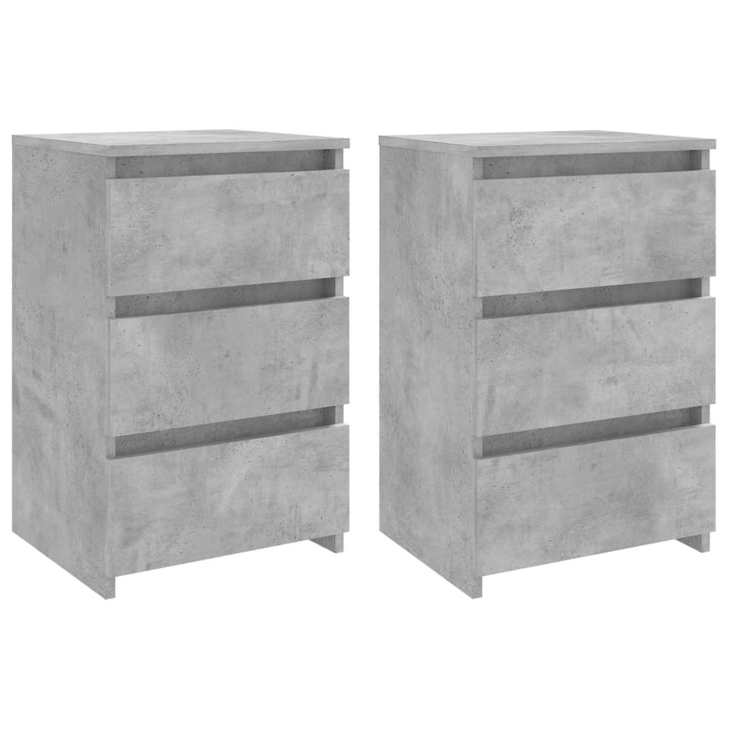 Comodini 2pz Grigio Cemento 40x35x62,5 cm in Legno Multistrato 806220