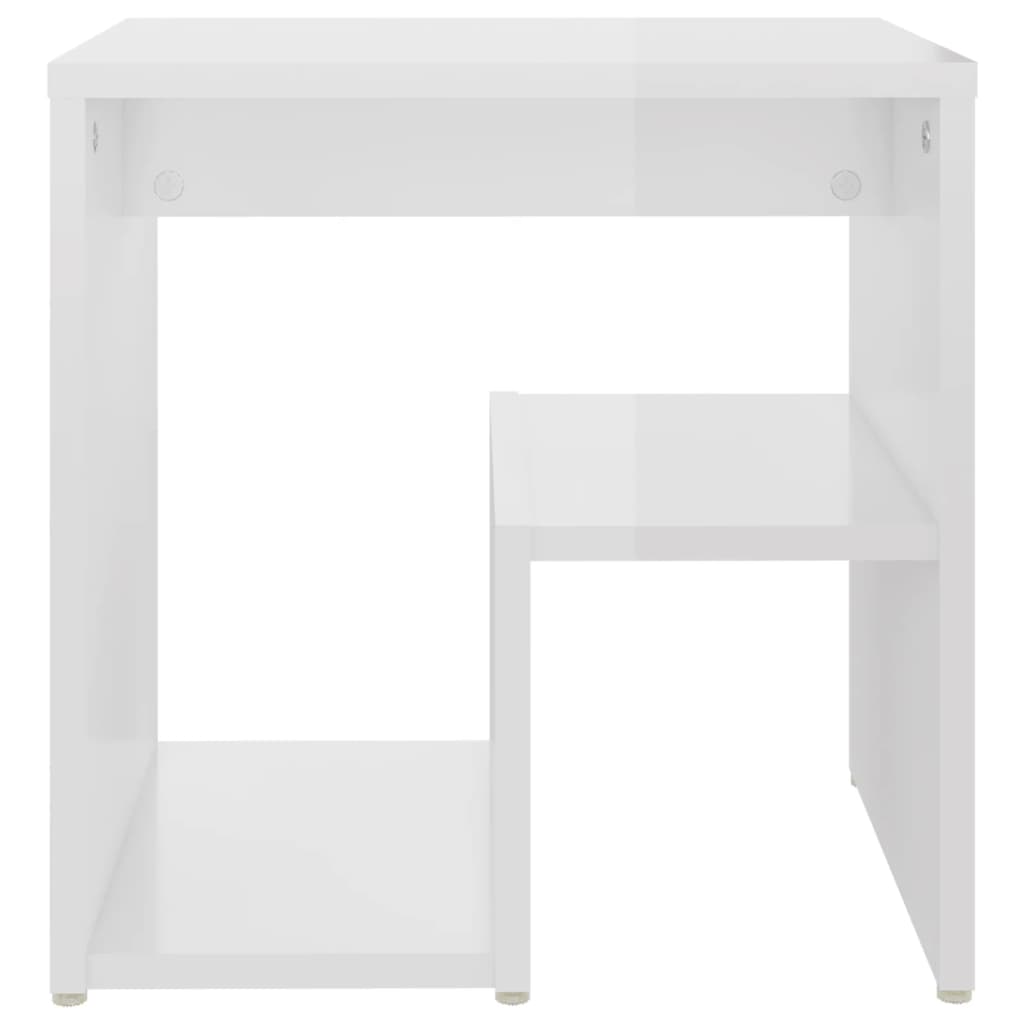 Comodino Bianco Lucido 40x30x40 cm in Legno Multistrato 806340
