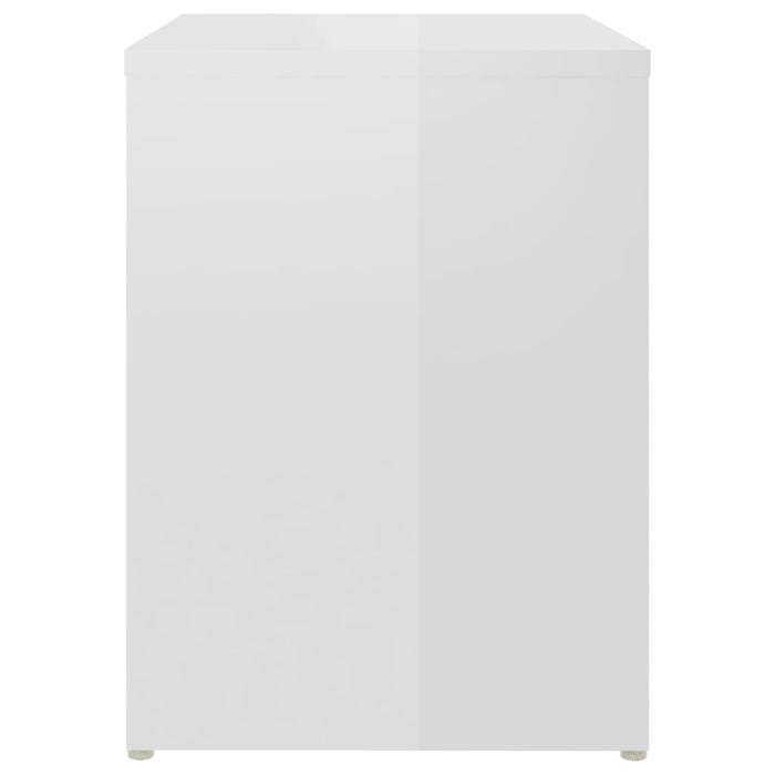 Comodino Bianco Lucido 40x30x40 cm in Legno Multistrato 806340