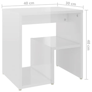 Comodino Bianco Lucido 40x30x40 cm in Legno Multistrato 806340